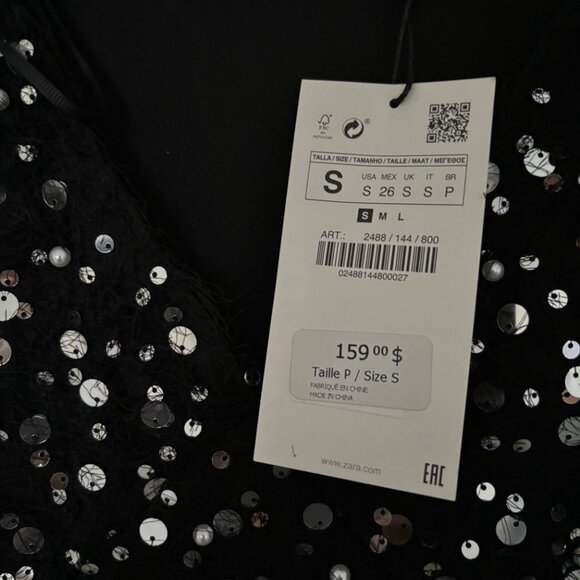 NWT Zara Limited Edition Sequin & Pearl Applique Maxi Dress - Picture 7 of 10